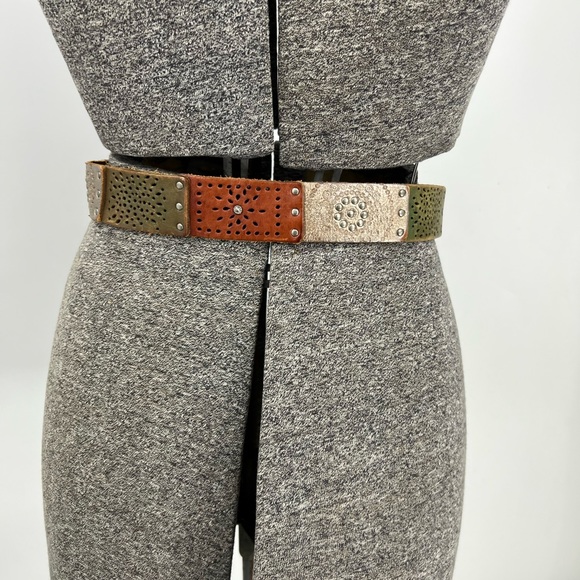 Fossil patchwork multi colored leather panel belt S - Picture 11 of 12